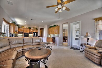 Family room with stone wall/fireplace