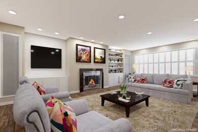Virtually Staged Large Family Room with Wet Bar