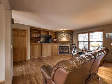 New corner fireplace with stacked stone