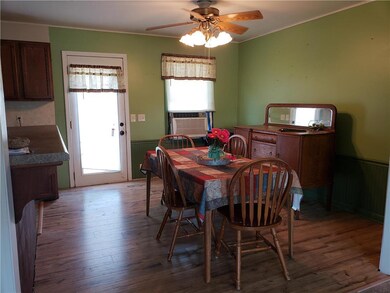 Dining room with new flooring.