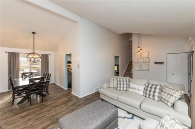 Vaulted ceilings in the living room and adjoining 