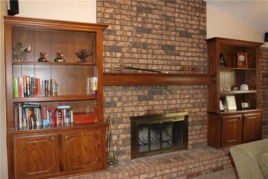 Close view of the built-ins in the living room.