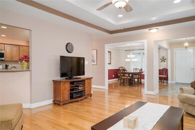 View from great room into front and hall.