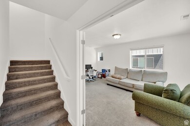 Staircase with carpet flooring