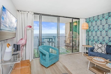 Interior space with a water view