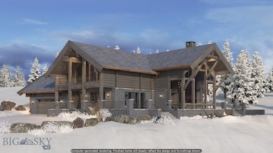 Exterior of home with Norwegian stone accents, two patios, covered porch, and 2nd floor covered balcony