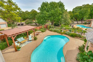 View from balcony of heated pool and canal
