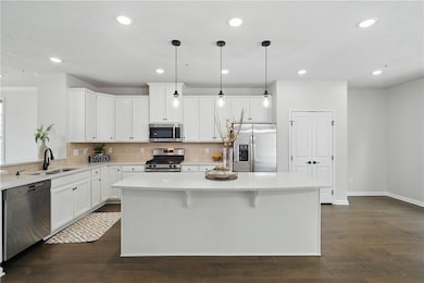 Large kitchen island gives bonus storage and works