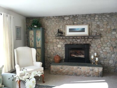Stone fireplace with gas insert...