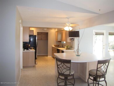 View of kitchen and island