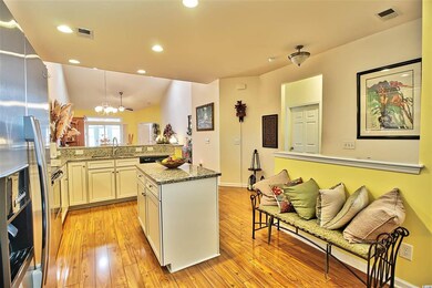 Center Island, Antique white cabinets, granite cou