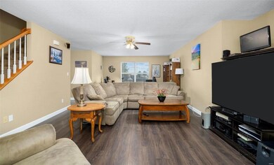 Combination living-dining room with luxury vinyl t