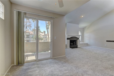 Unfurnished living room with carpet, healthy amoun