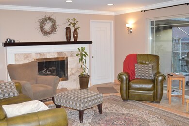 Living room with sliding glass doors