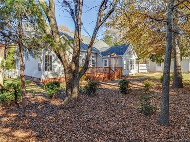 Wooded, fenced backyard