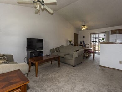 Living room with brand new carpet and paint!