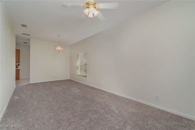 Living/dining room featuring ceiling fan with nota