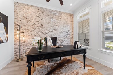 The home office overlooks the front porch.