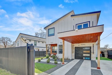 Contemporary house with board and batten siding, 