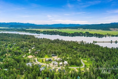 Bird's eye view of a water and mountain view