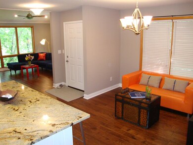 Kitchen to nook foyer and living