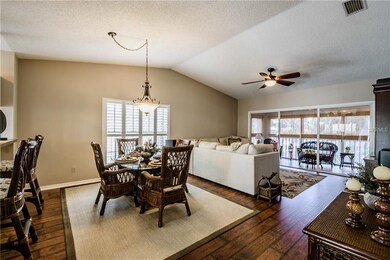 Dining area, french balcony pictured.