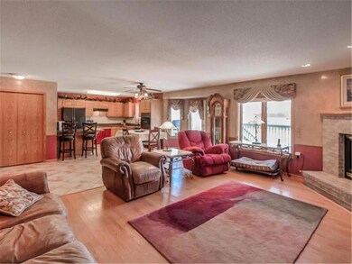 Open floor plan. Living room into kitchen