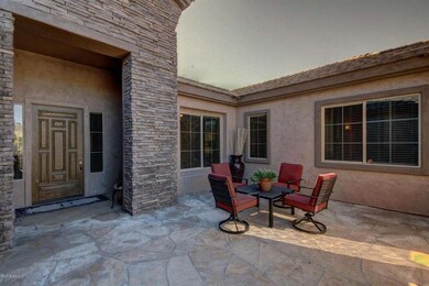 Stone accents at covered Entry.