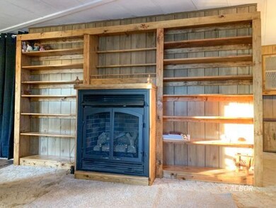 Fireplace with custom shelves