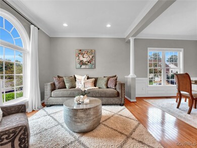 Living room with hardwood / wood-style flooring, c