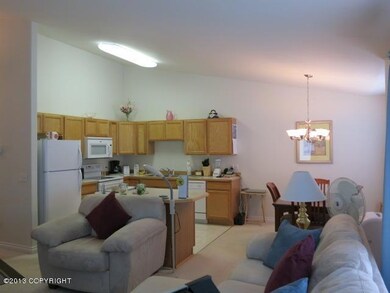 Open kitchen concept vaulted ceiling