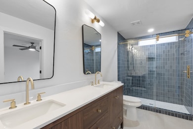 Primary bathroom with oversized shower and double