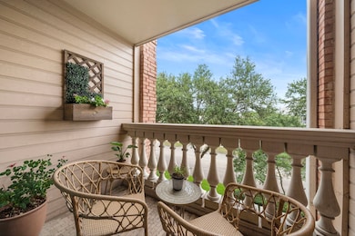 The private balcony offers refreshing treetop view