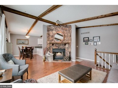 Vaulted ceilings with exposed wood beams.