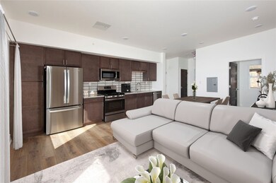 Digitally-staged living/dining area