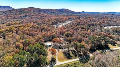 Aerial view of a mountain backdrop