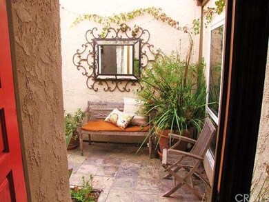 Looking out of the front door to the lighted front