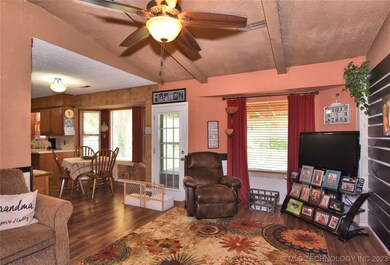 Dining area with bay window.