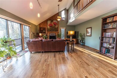 Great room with vaulted ceiling