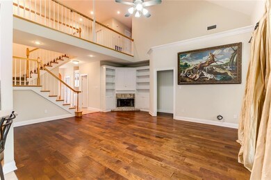 Living Room with new wood flooring.