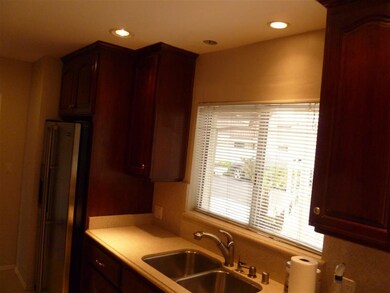 Sunny window over sink, with view of private patio