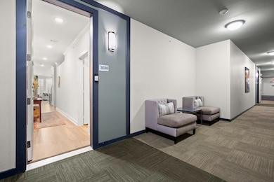 Building lobby featuring recessed lighting