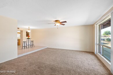 Large bright living room with mountain v