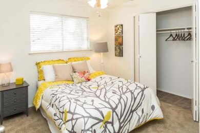 Carpeted bedroom featuring a closet