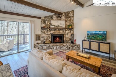 Wood burning stone fireplace.