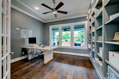 The private study sits behind double French doors