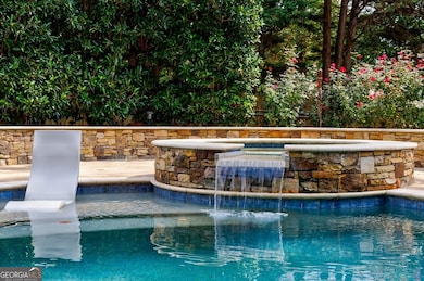 Hot tub with waterdall