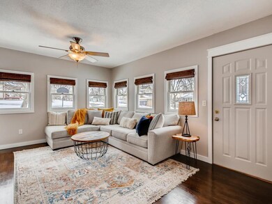 Front door and living room