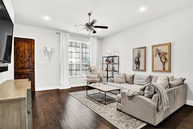 Engineered wood floors in many rooms, including th