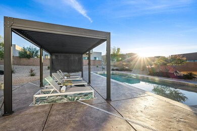 View of pool featuring a patio, a fenced backyard, and a pergola